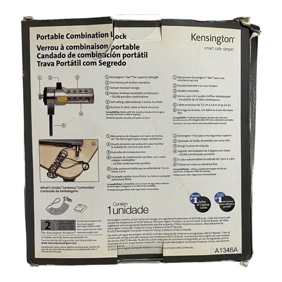 Kensington Portable Combination Laptop Lock - Picture 4 of 4
